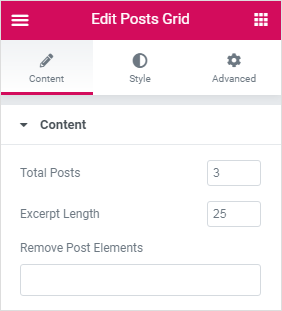 elementor widget content tab